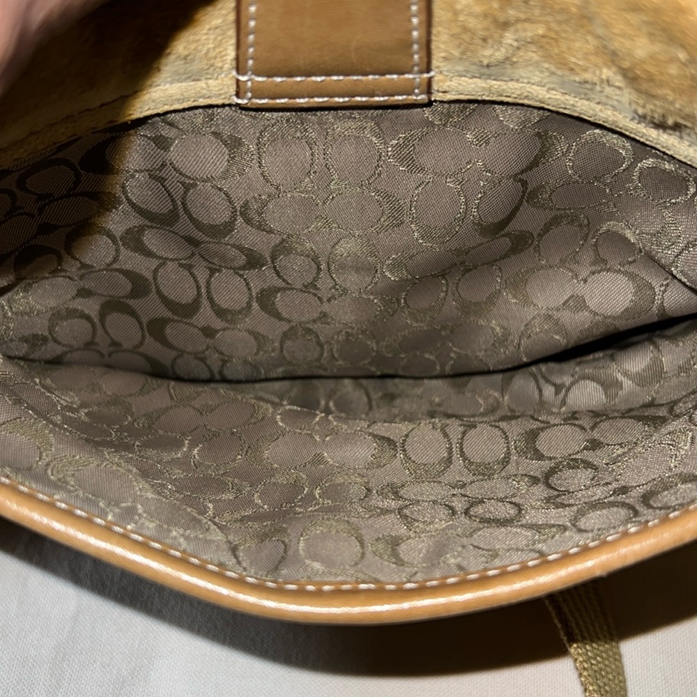 COACH #4743 Tan SUEDE SWING SUEDE AND LEATHER CROSSBODY - Picture 7 of 11
